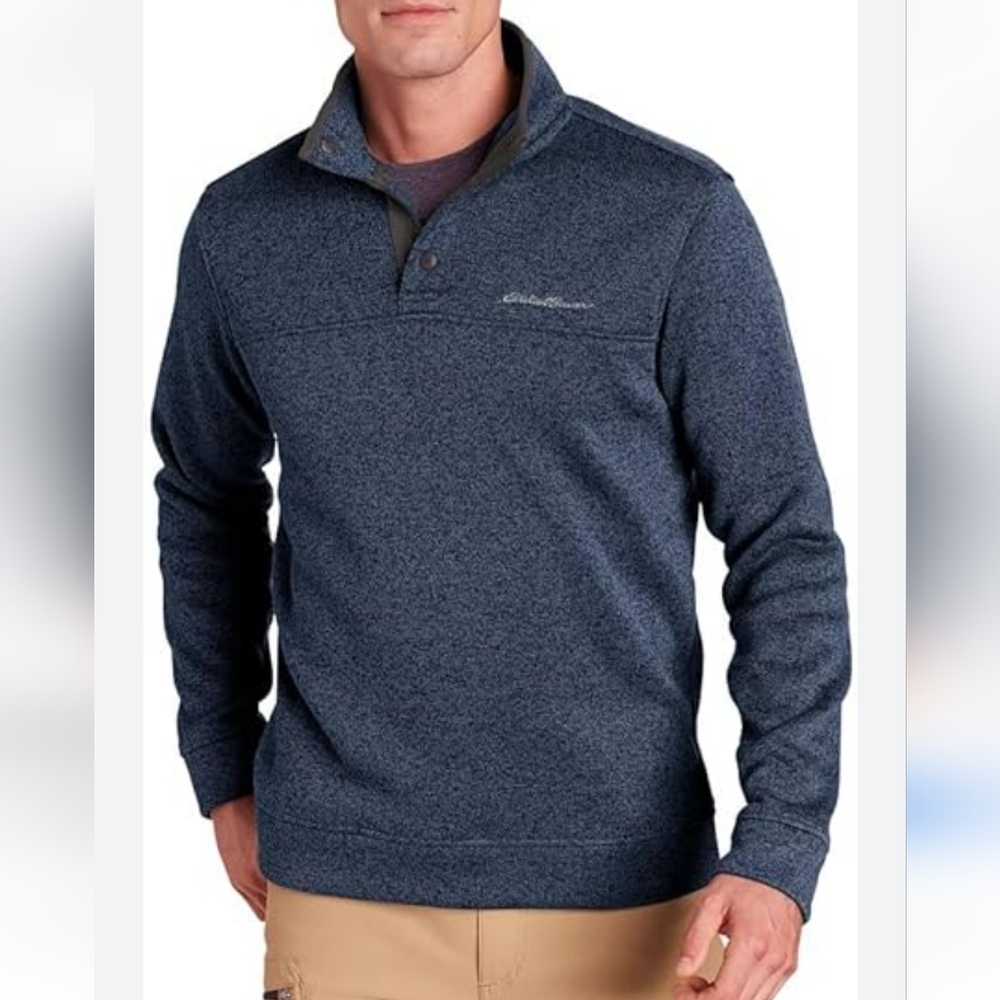 Eddie Bauer Men's Fleece Quarter Snap Pullover Navy Size Medium